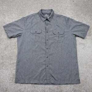 Croft & Barrow Quick Dry Shirt Mens Large Gray Polyester Short Sleeve Button Up
